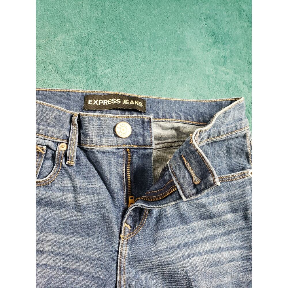 Express Jeans Size 0 Women Blue Denim Stretch Pants Distressed Mid Rise Skinny - Picture 5 of 13